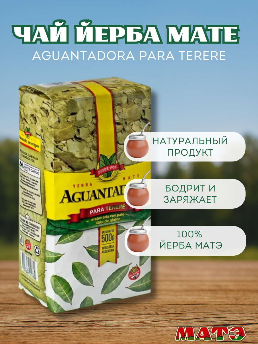 Комплект матетермос в голубом цвете 500 мл и мате Aguantadora Terere 500 гр фото