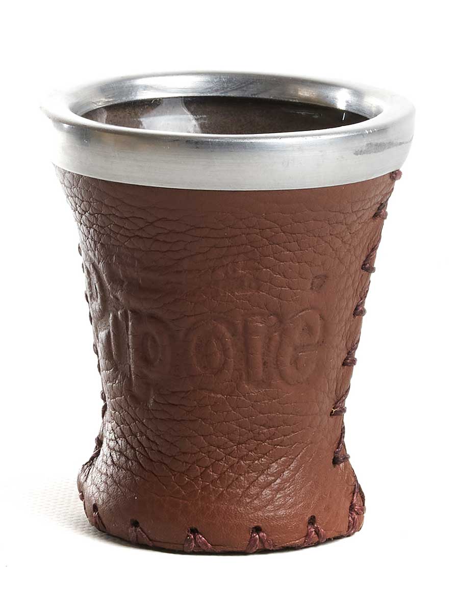 Калабас стеклянный в коже Pipore (коричневый), 150 мл смотреть фото и купить на сайте
