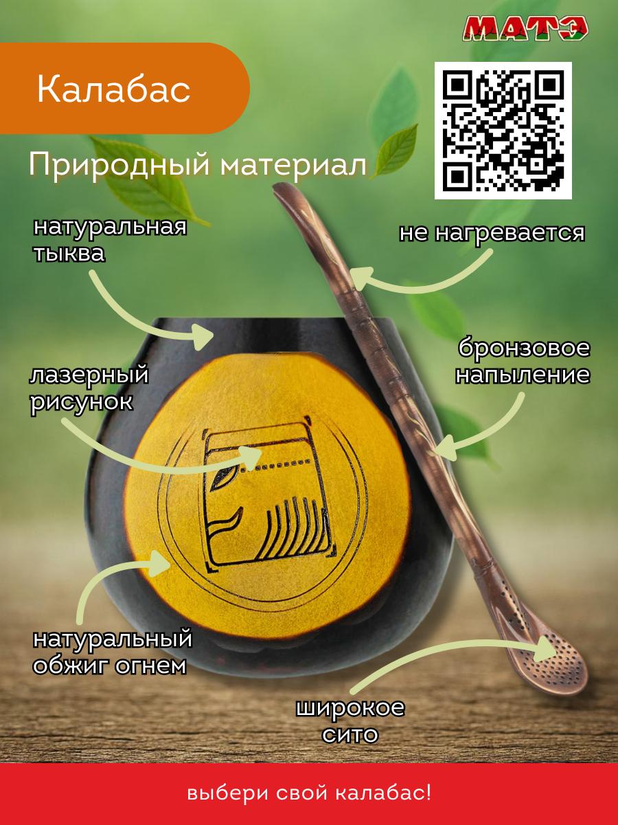 Комплект калабас и бомбилья для мате по солнечному знаку Майя «Синий Орёл» для мате смотреть фото и купить