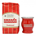 Набор Мате Amanda Tradicional с калабасом из металла (красный) смотреть фото