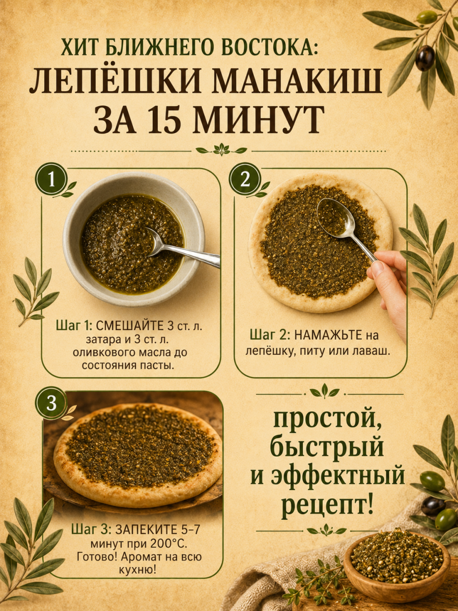 Оливковое масло и приправа заатар с семечками, кунжутом и нутом (восточная смесь трав и специй), 100 гр описание специи